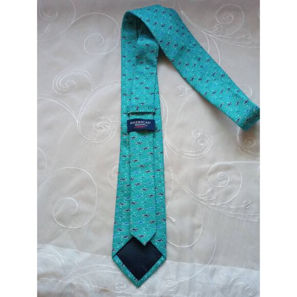 American Lifestyle Men's Fish Tie 3" Swordfish Aqua Blue - Picture 5 of 7